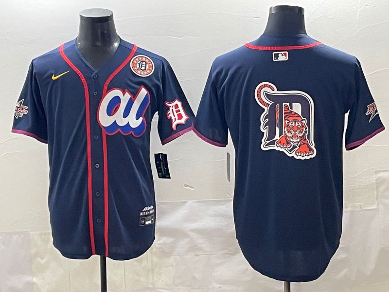 Men 2025 Detroit Tigers Blank Drak Blue All star Blank Blue Nike MLB Jersey style 4->->